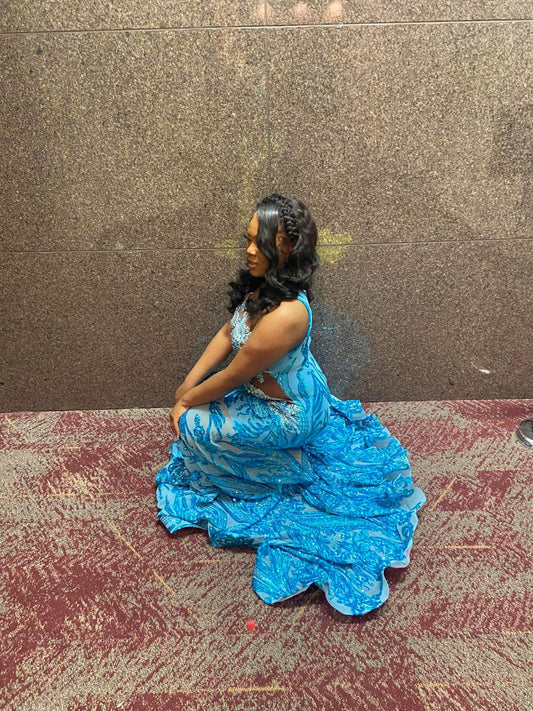 Prom Gown (Mermaid) Turquise Sequin