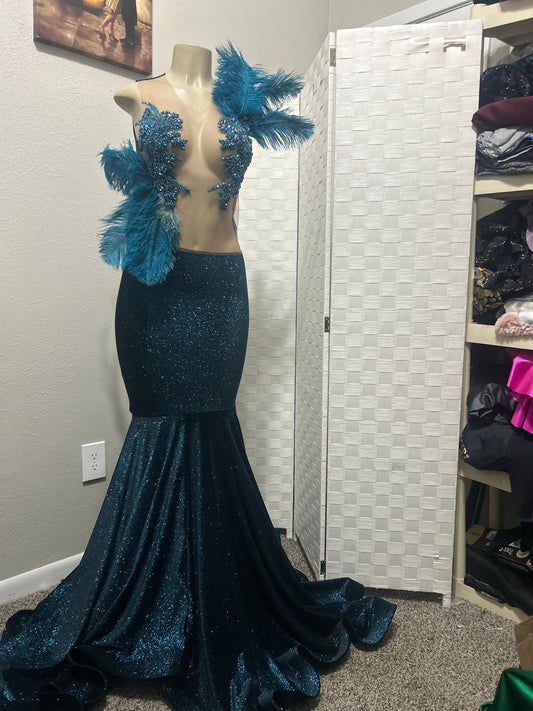 Blue Metallic Prom Gown (Mermaid)