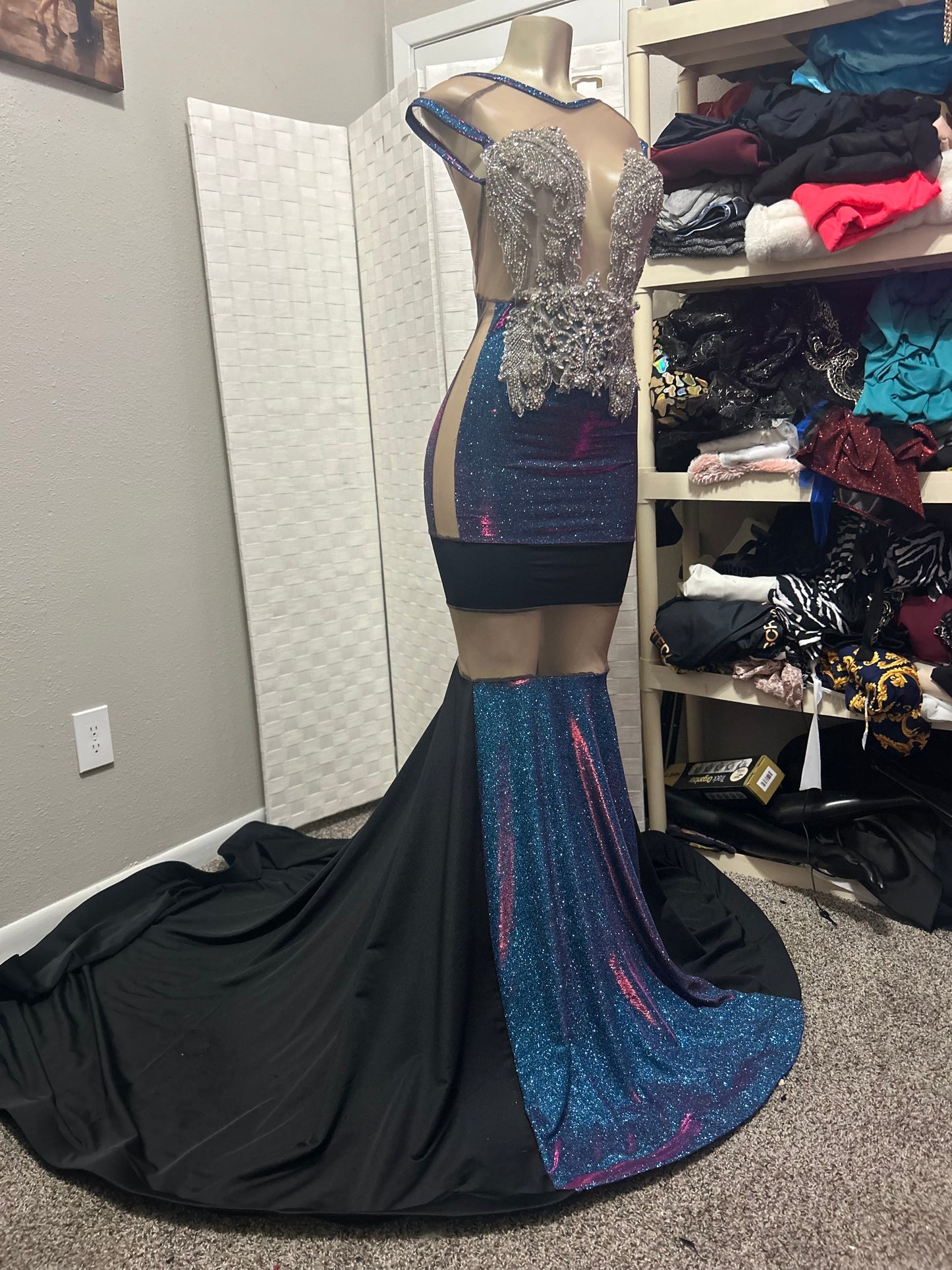 Custom Sleeveless Glitter Prom Gown (Mermaid)