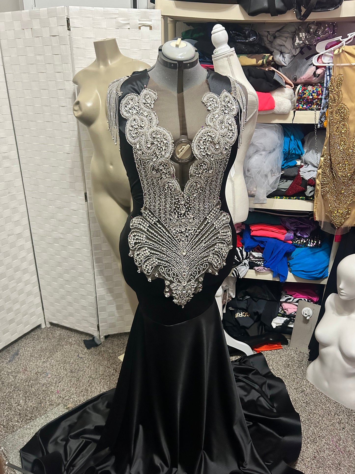 Black & Silver Mermaid Prom Gown