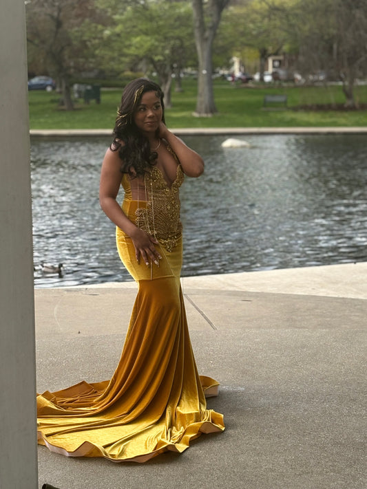 Gold on Gold Prom Gown (Mermaid)