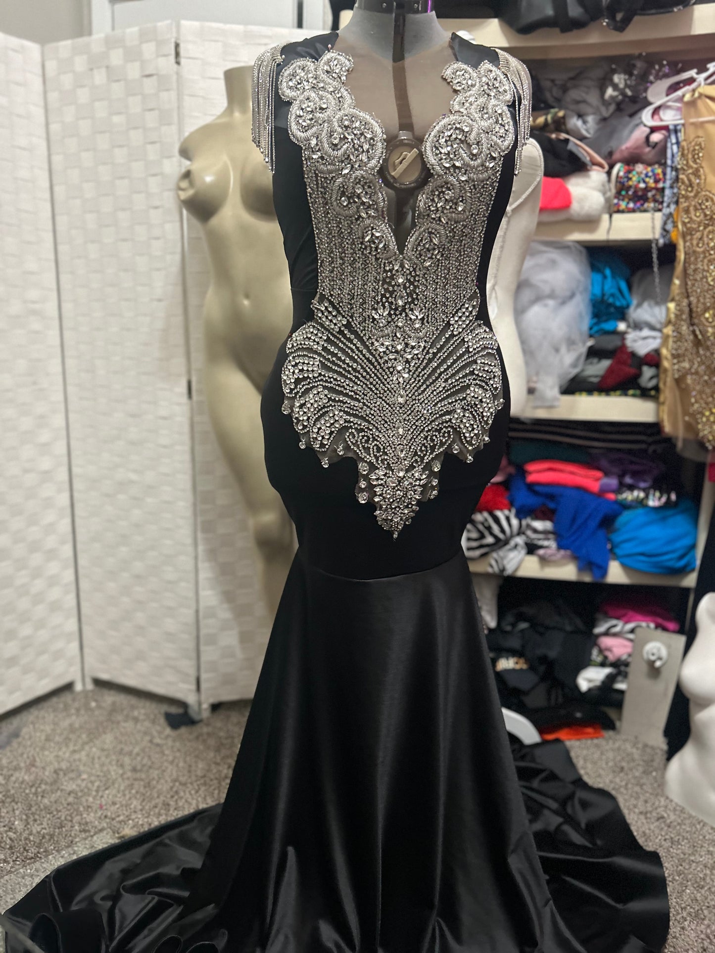 Black & Silver Mermaid Prom Gown