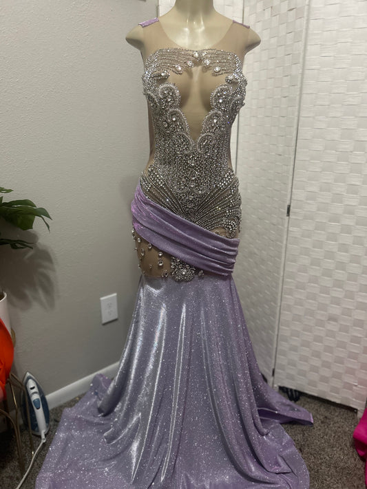 Lavender Metallic Prom Gown (Mermaid)