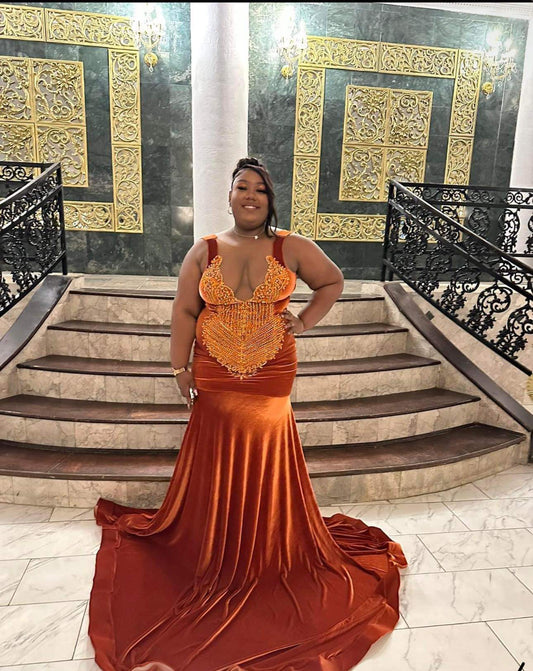 Burnt Orange Prom Gown (Mermaid)