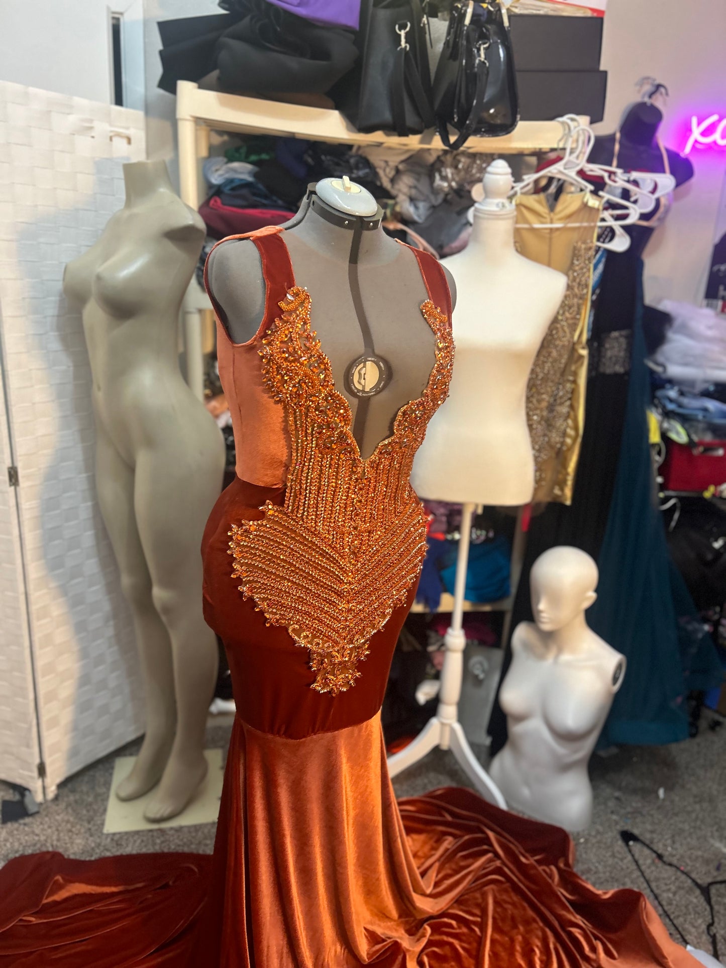 Burnt Orange Prom Gown (Mermaid)