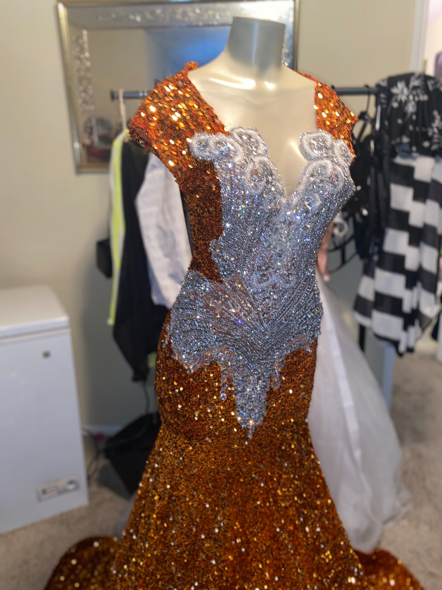Orange Sleeveless Prom Gown (Mermaid)