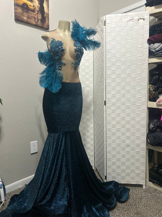 Blue Metallic Prom Gown (Mermaid)