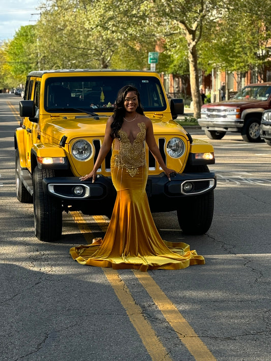 Gold on Gold Prom Gown (Mermaid)