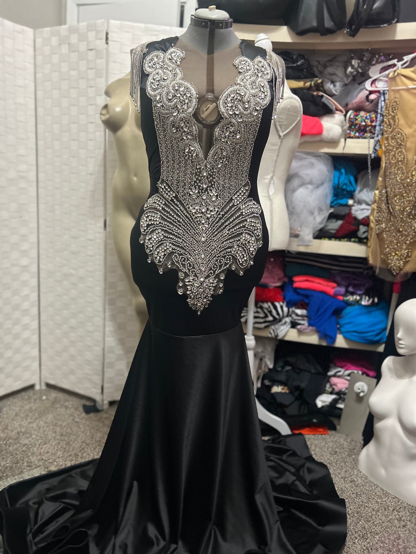Black & Silver Mermaid Prom Gown
