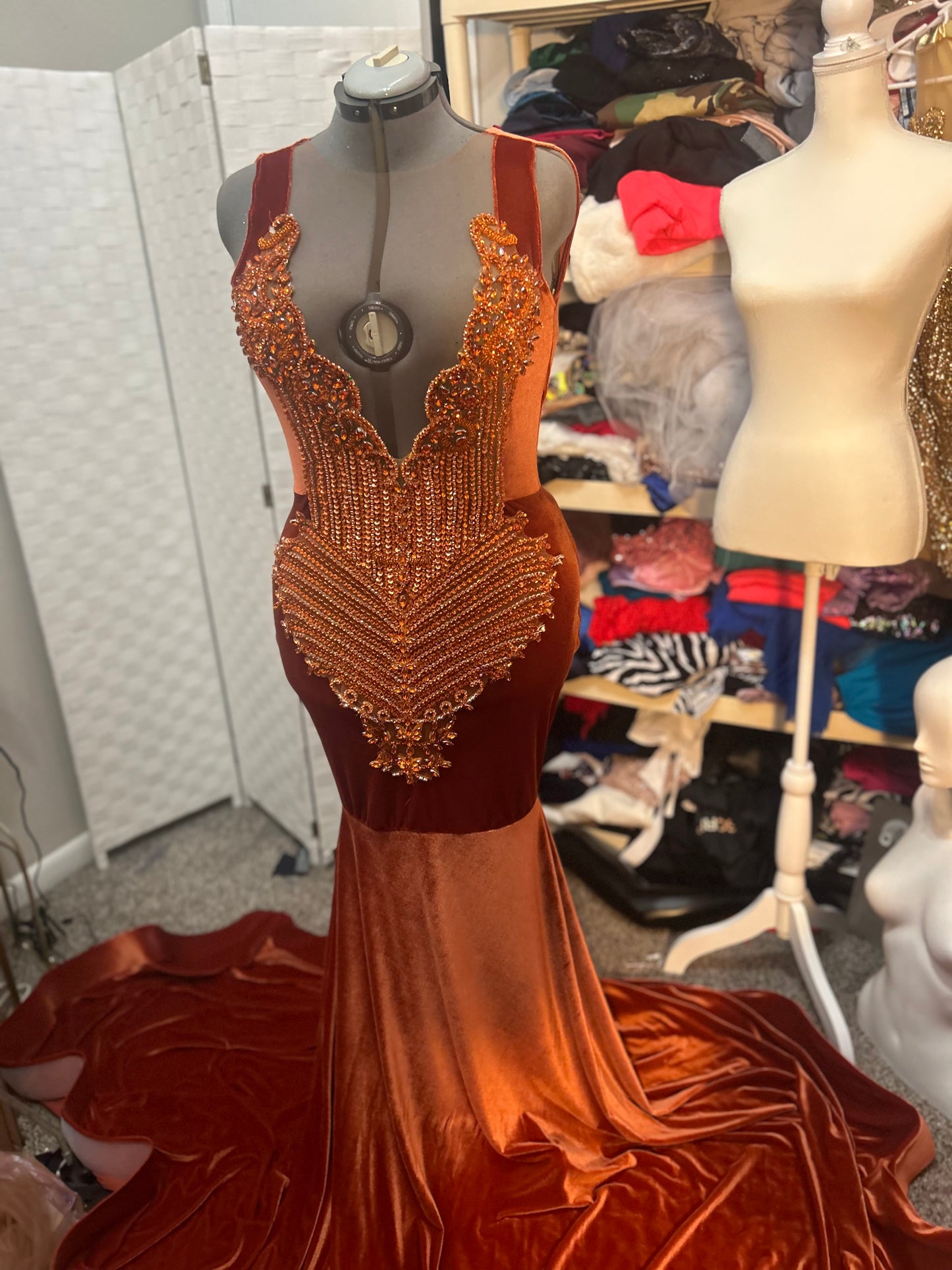 Burnt Orange Prom Gown (Mermaid)