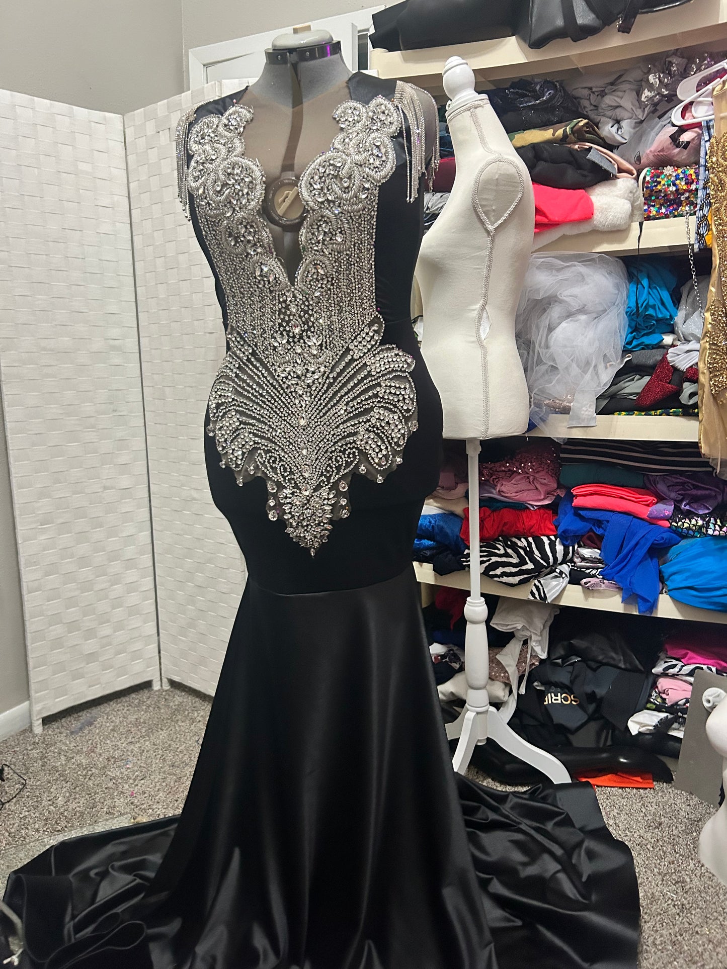 Black & Silver Mermaid Prom Gown