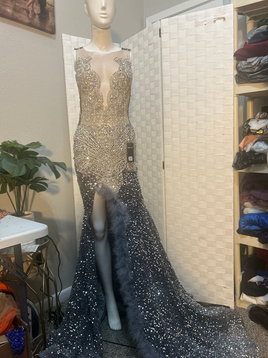 Prom Gown (Mermaid) Silver Sequin