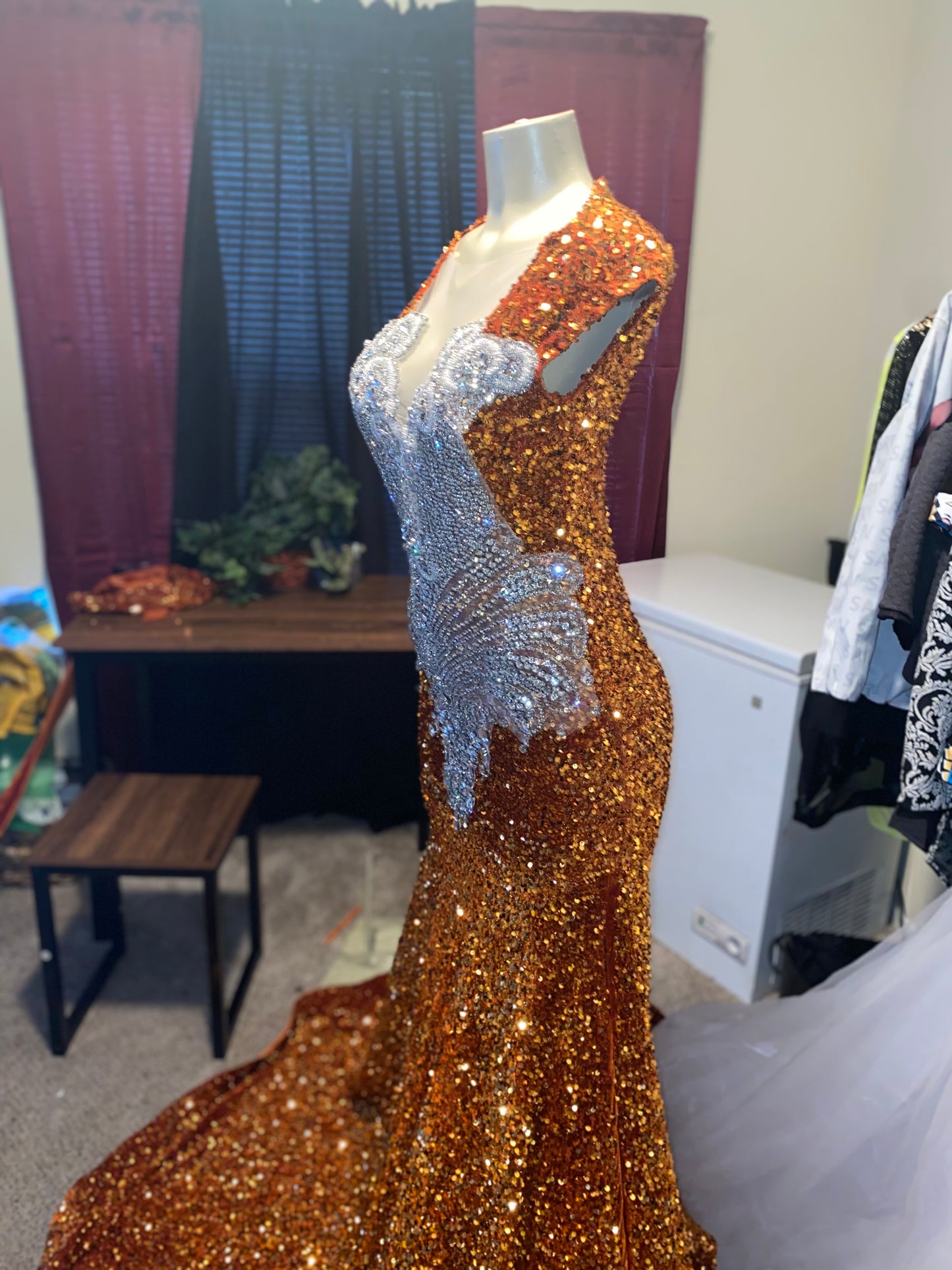 Orange Sleeveless Prom Gown (Mermaid)