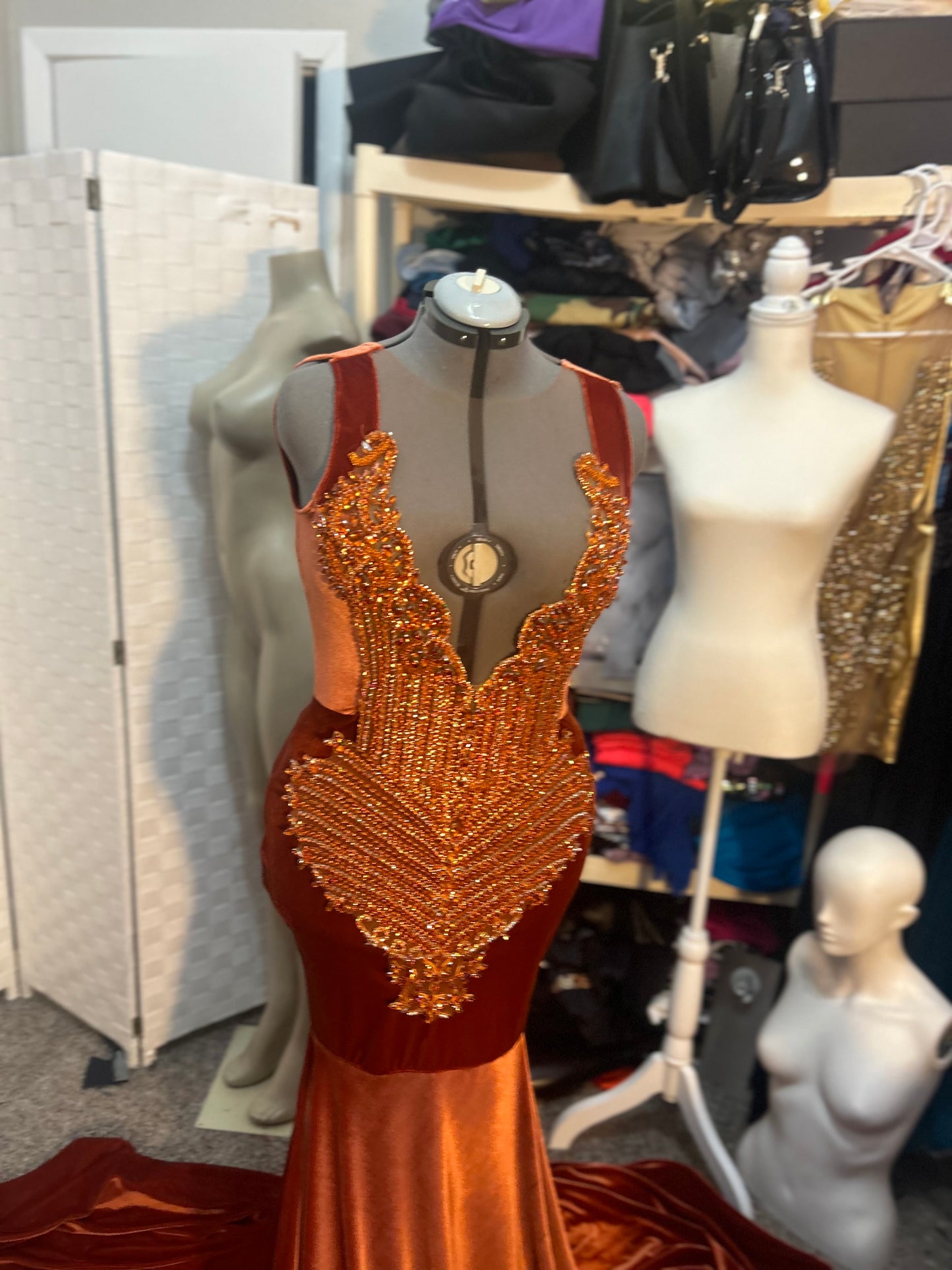 Burnt Orange Prom Gown (Mermaid)