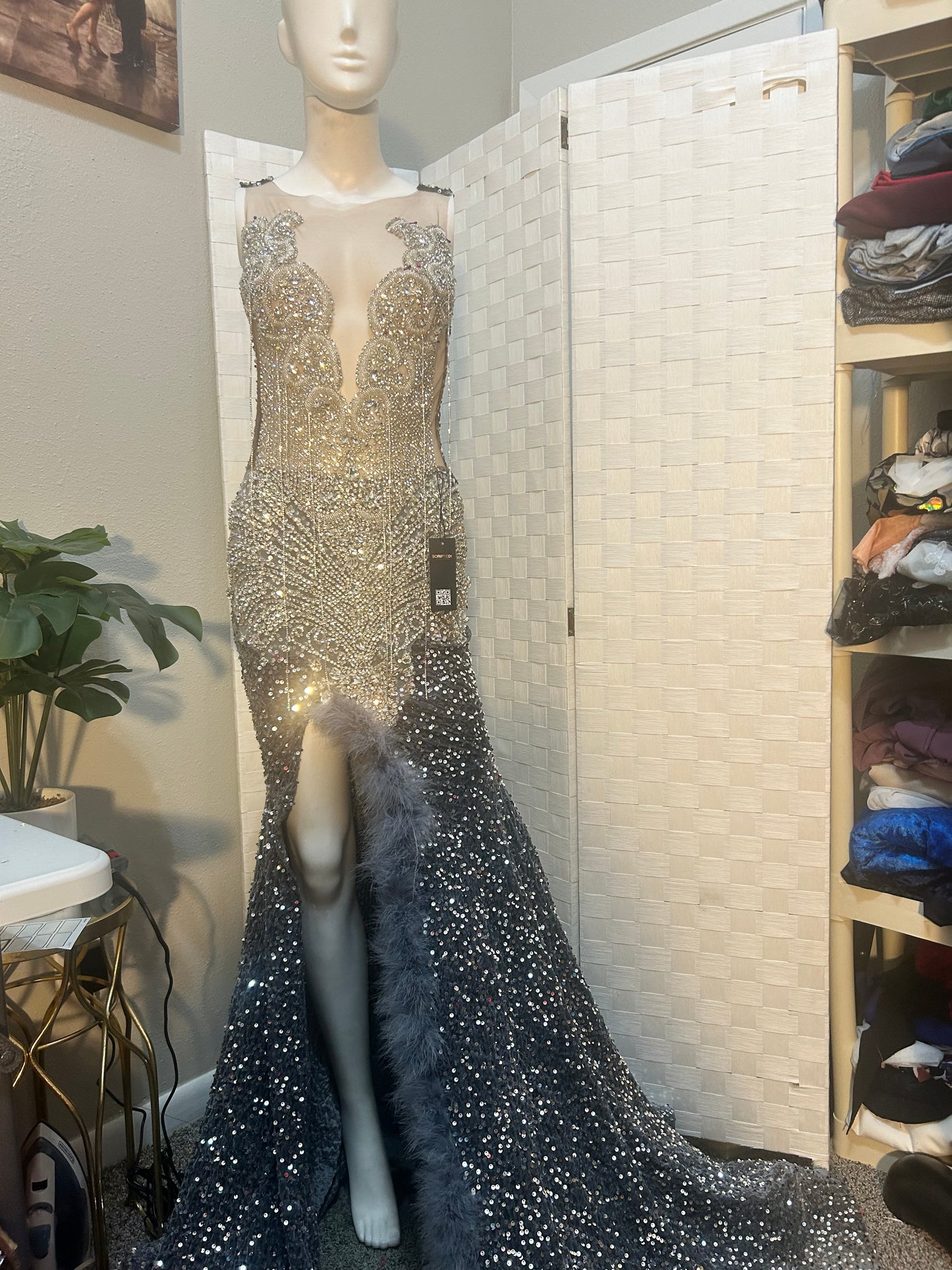 Prom Gown (Mermaid) Silver Sequin