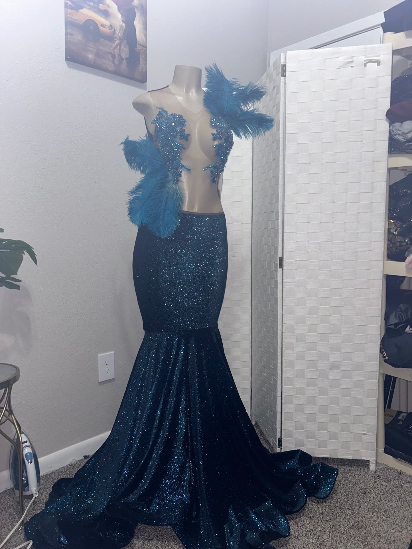 Blue Metallic Prom Gown (Mermaid)