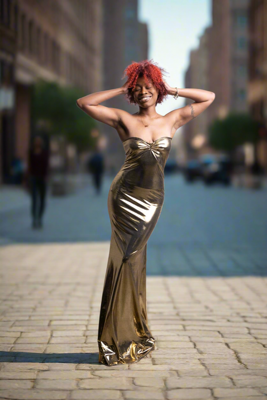 Gold body-con mermaid gown