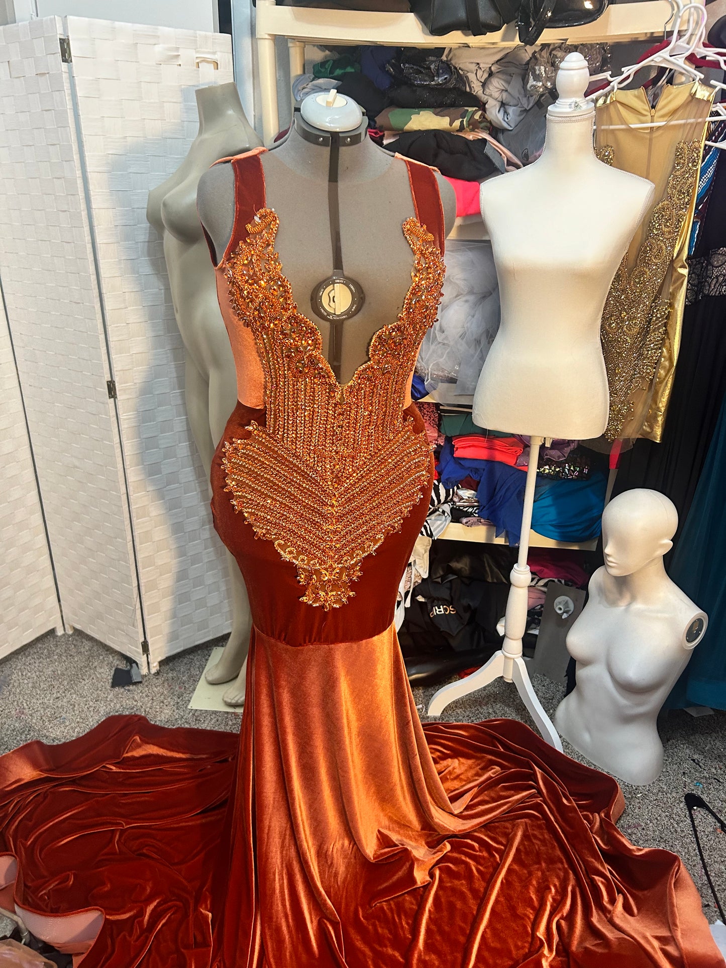 Burnt Orange Prom Gown (Mermaid)