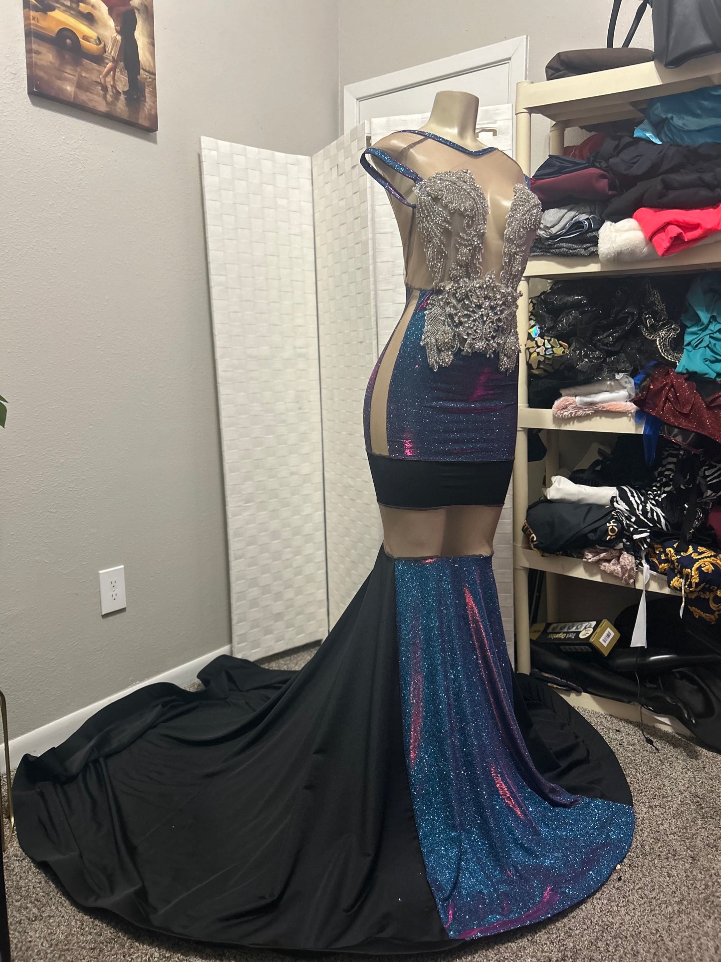 Custom Sleeveless Glitter Prom Gown (Mermaid)