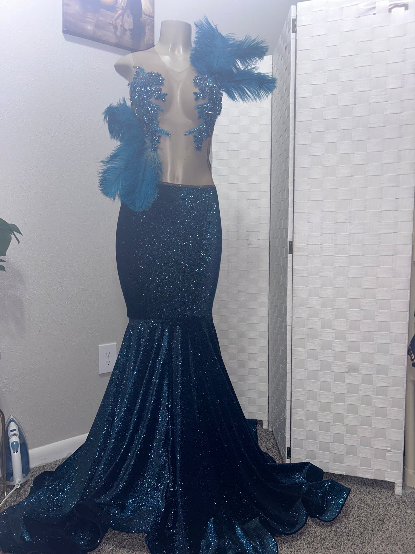 Blue Metallic Prom Gown (Mermaid)