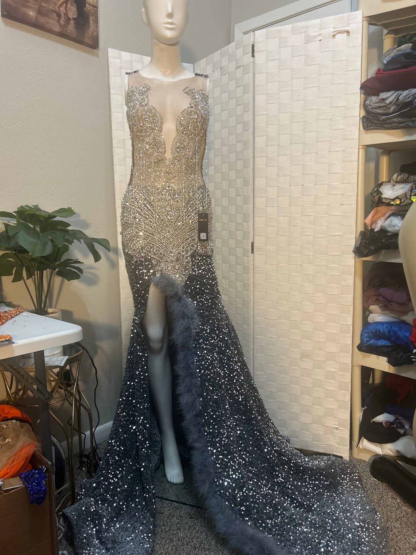 Prom Gown (Mermaid) Silver Sequin