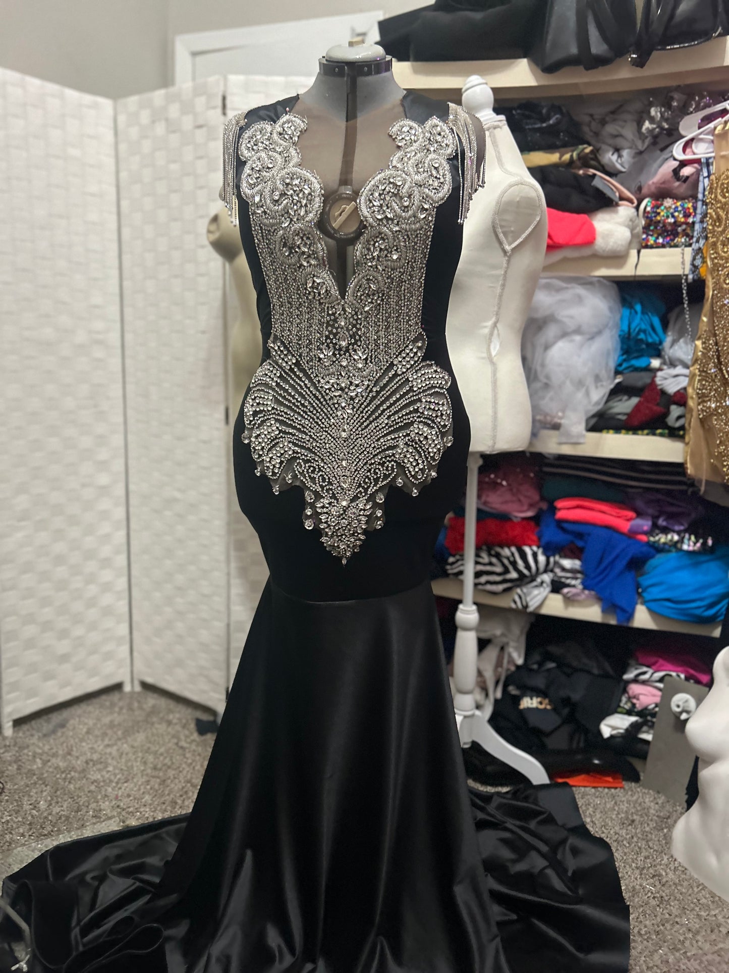 Black & Silver Mermaid Prom Gown