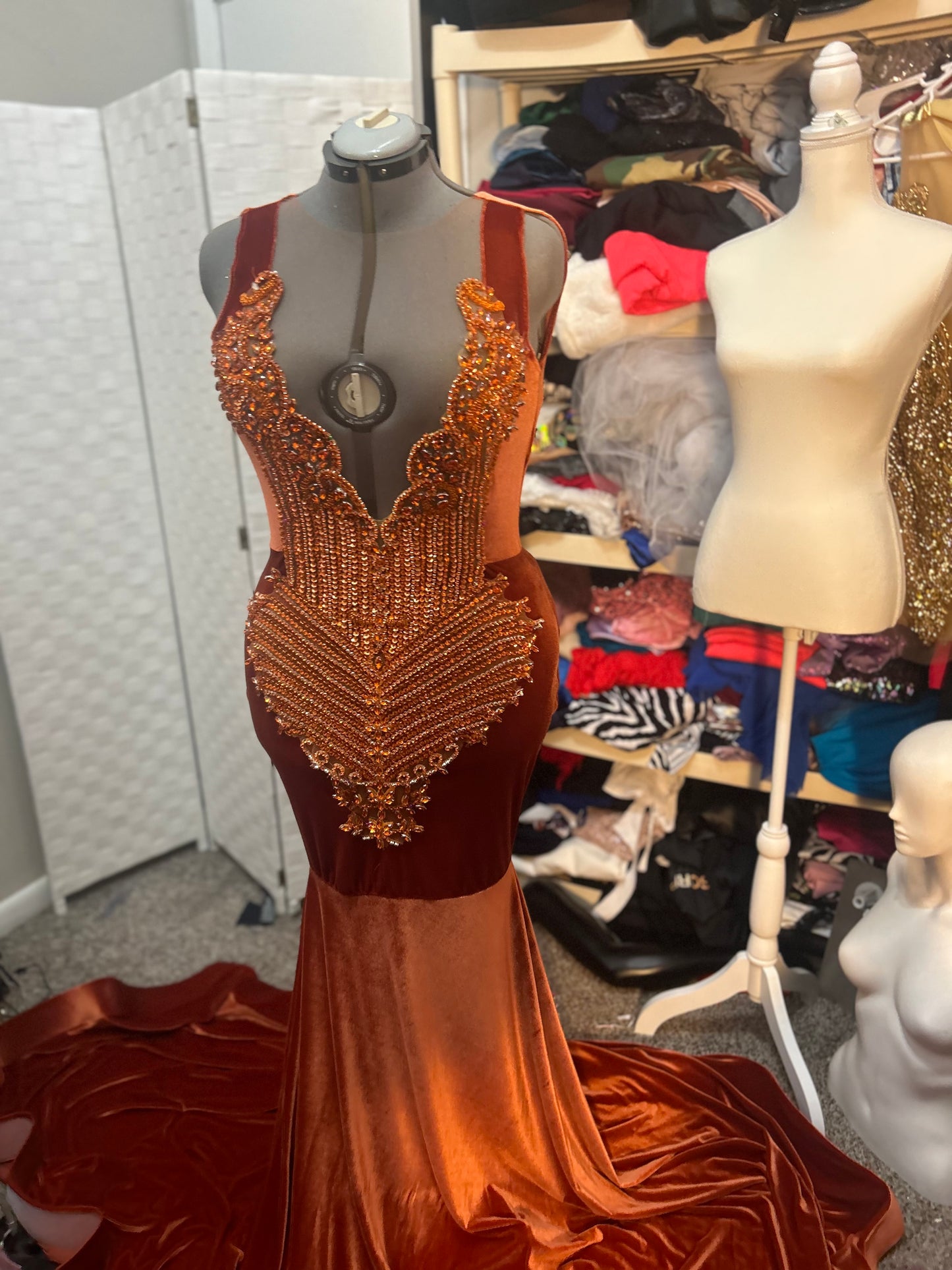 Burnt Orange Prom Gown (Mermaid)