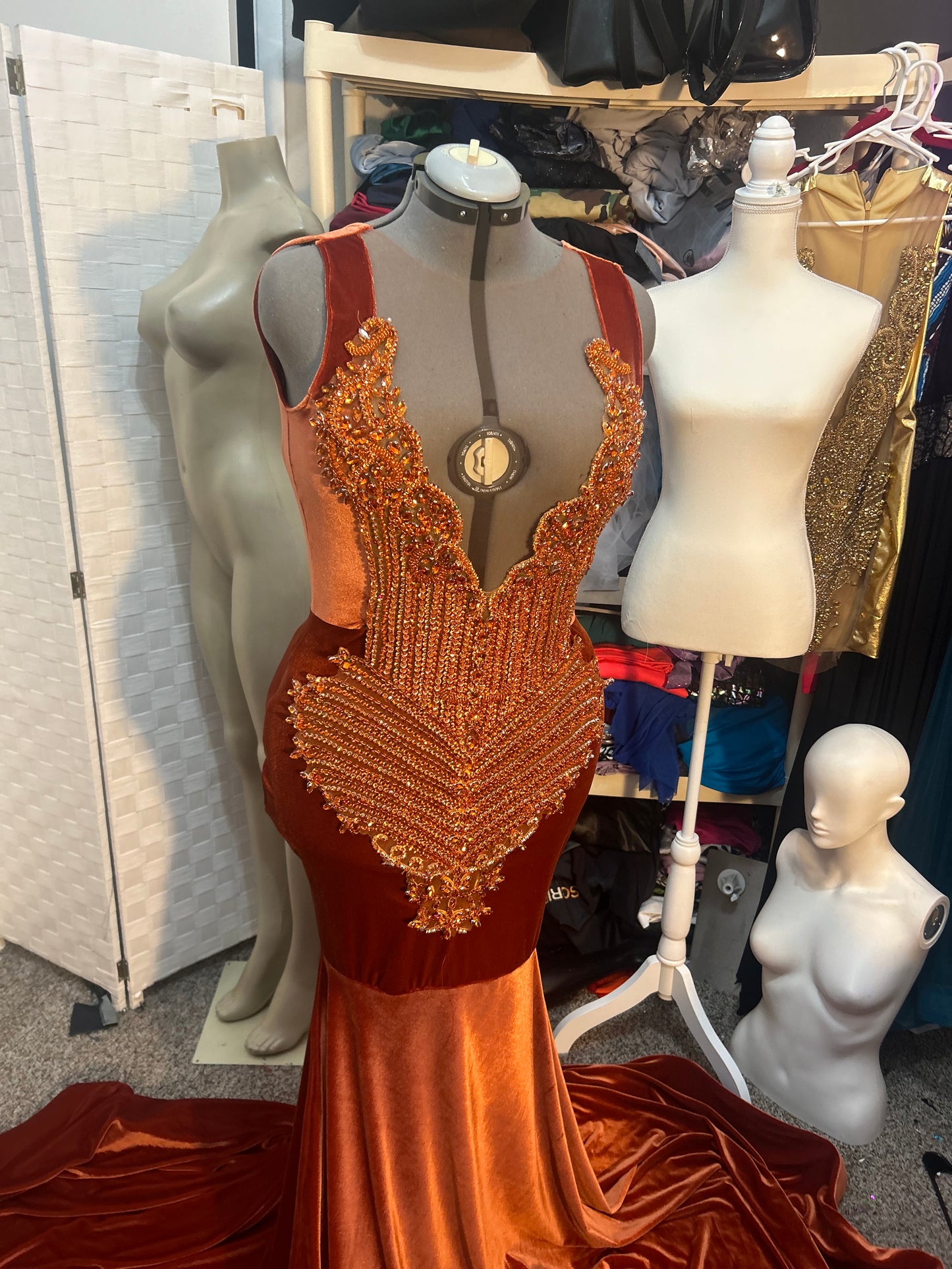 Burnt Orange Prom Gown (Mermaid)