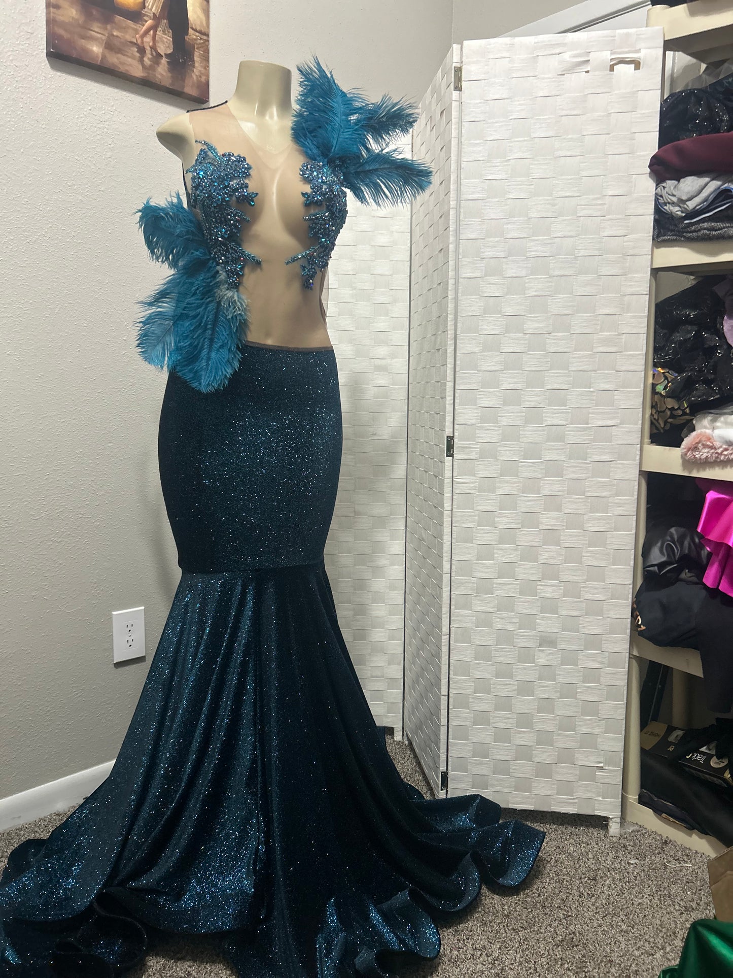 Blue Metallic Prom Gown (Mermaid)
