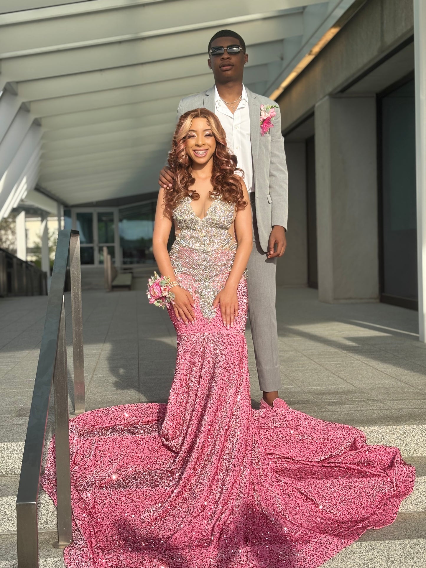 Prom Gown (Mermaid) Pink Sequin