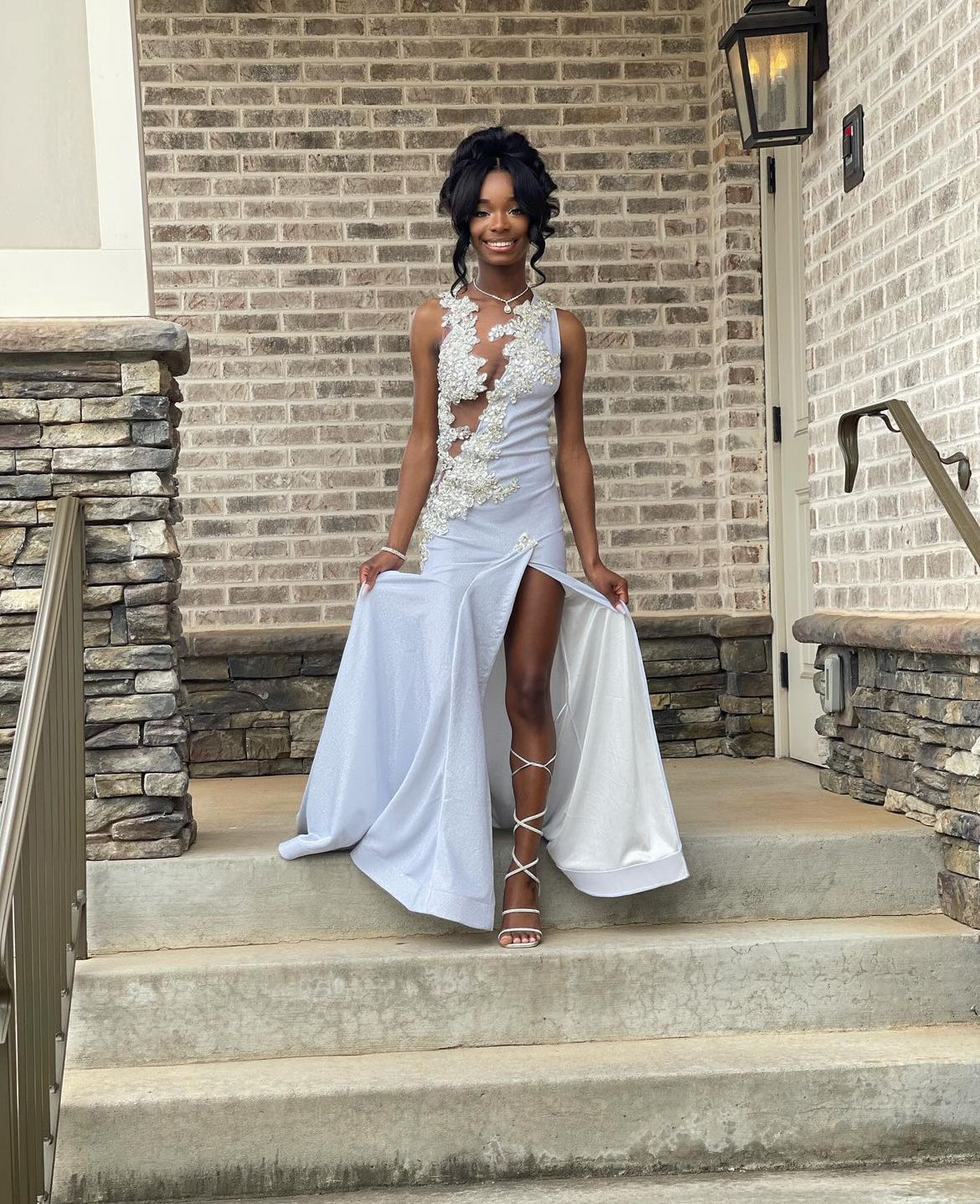 Light Silver Metallic Prom Gown (Mermaid)