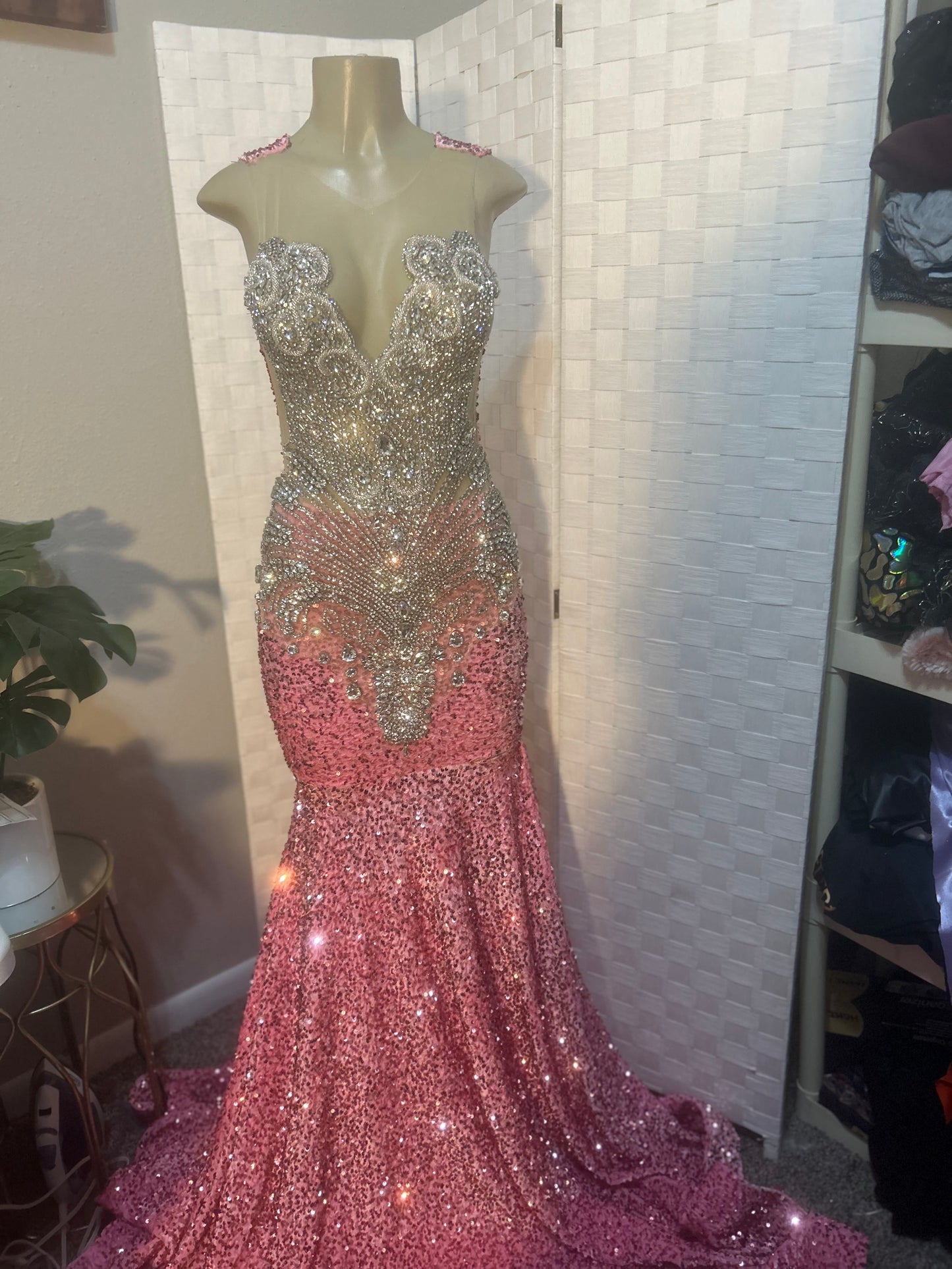 Prom Gown (Mermaid) Pink Sequin