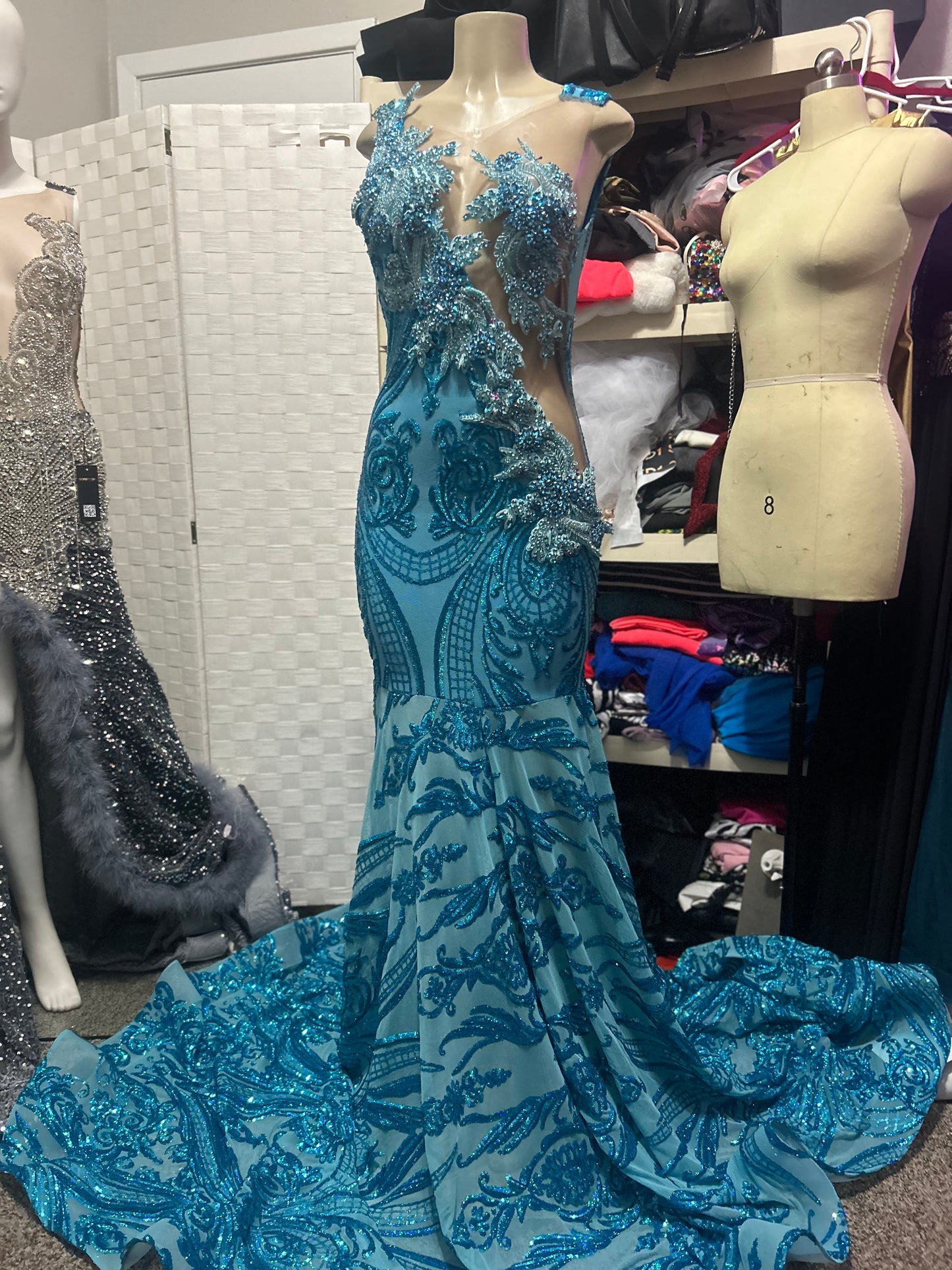 Prom Gown (Mermaid) Turquise Sequin
