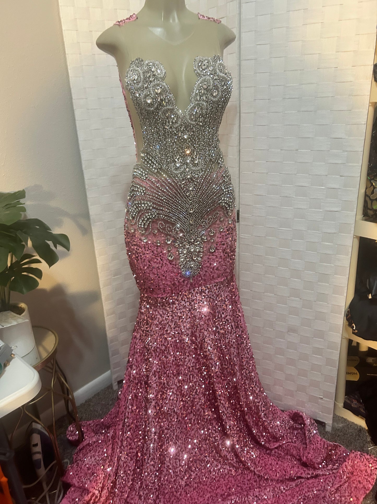 Prom Gown (Mermaid) Pink Sequin