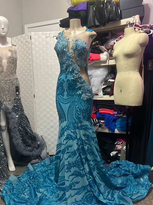 Prom Gown (Mermaid) Turquise Sequin