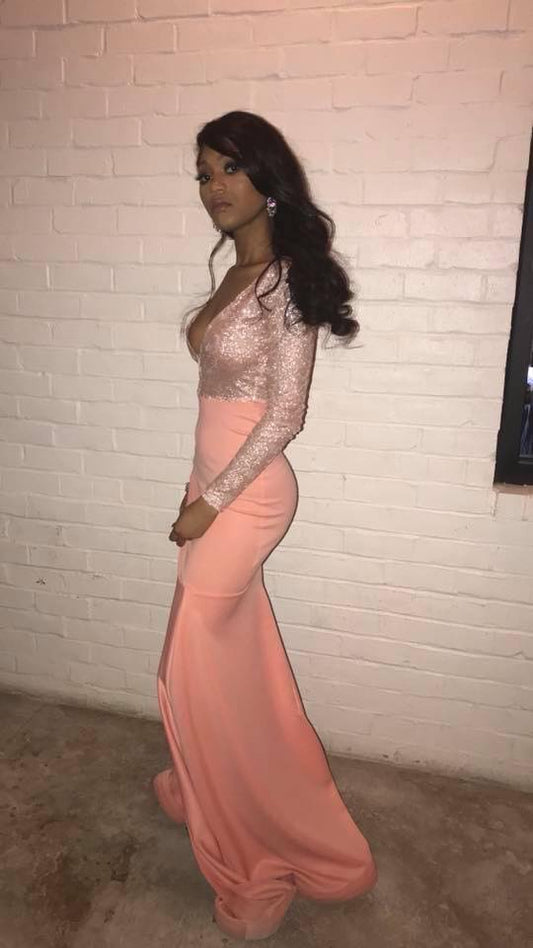 Pink Sequin Prom Dress