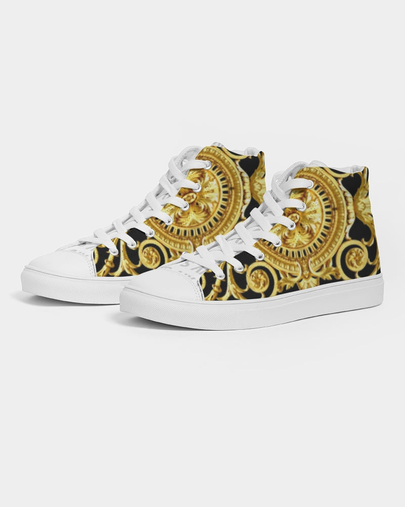 SAINT Gold and Black Abstract Women's High- top Canvas Shoe