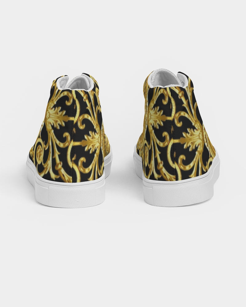 SAINT Gold and Black Abstract Women's High- top Canvas Shoe