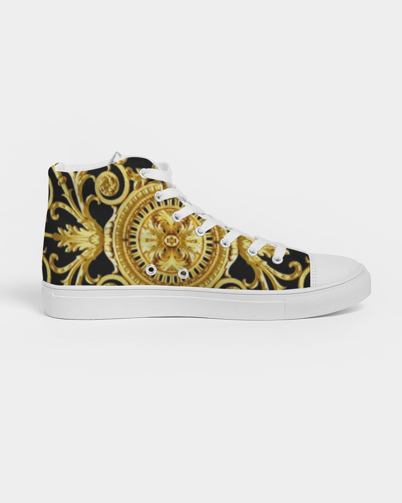 SAINT Gold and Black Abstract Women's High- top Canvas Shoe