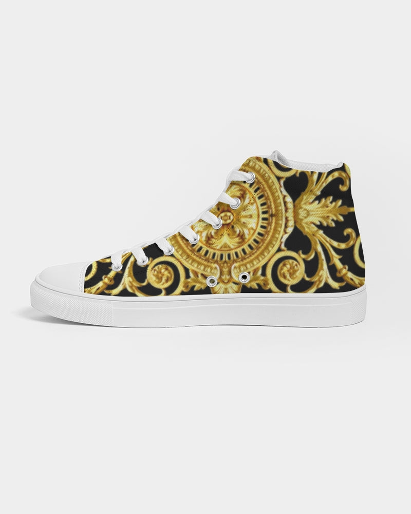 SAINT Gold and Black Abstract Women's High- top Canvas Shoe