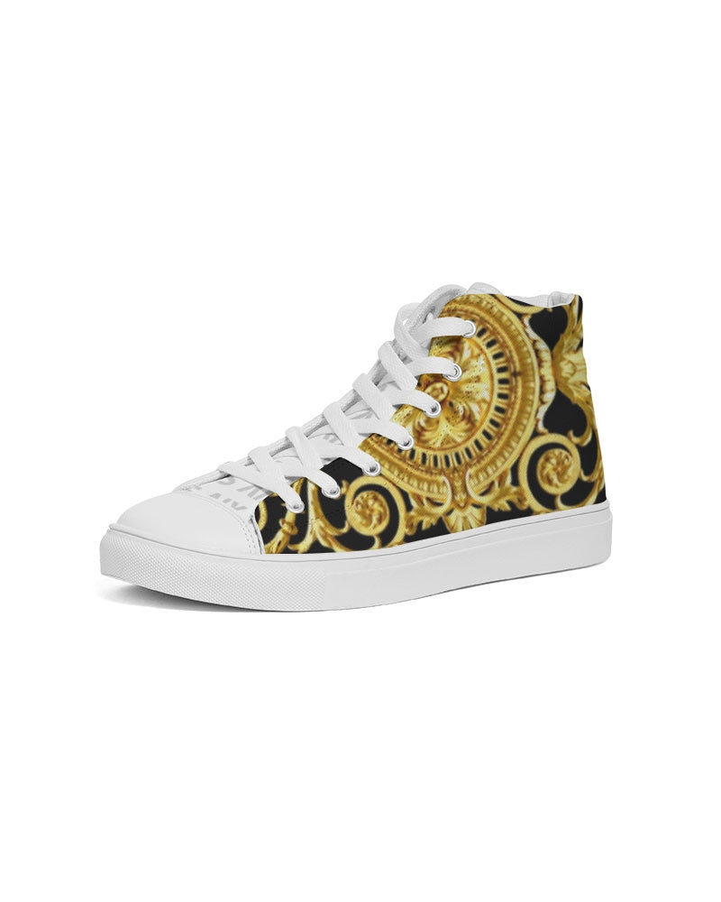 SAINT Gold and Black Abstract Women's High- top Canvas Shoe