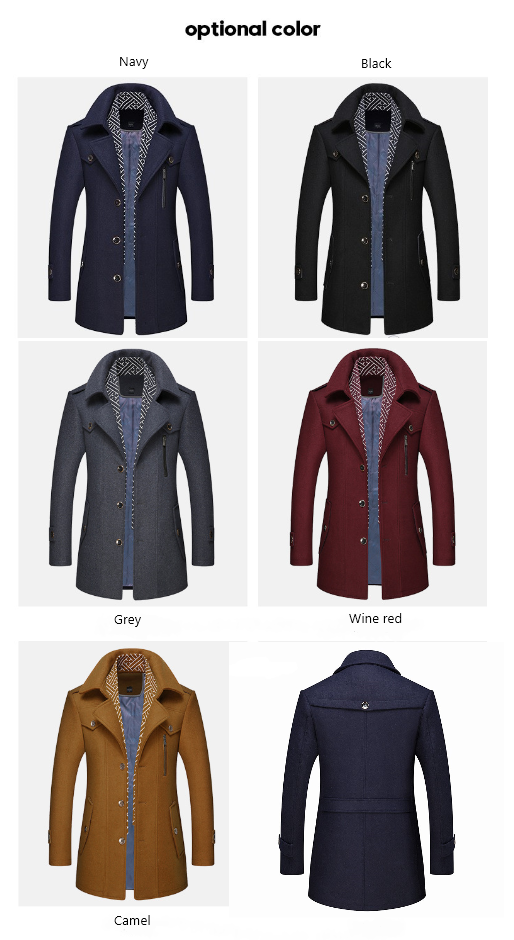 Winter Scarf Detachable Scarf Jackets Men's Wool Coats