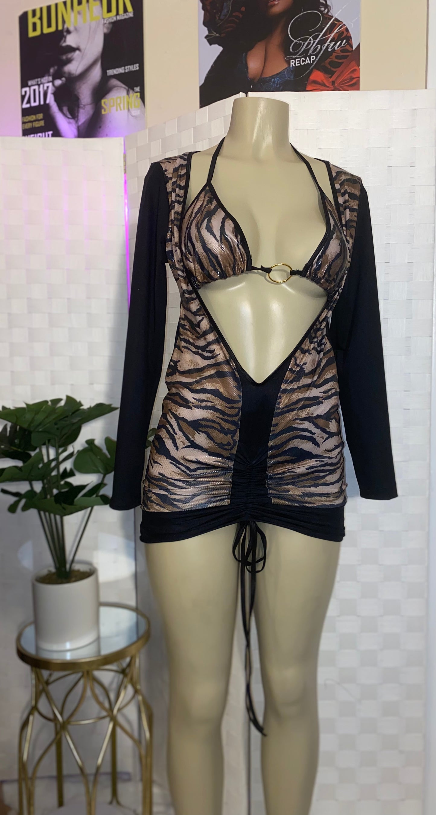 #Baddie 3 piece Swimwear Tiger Print